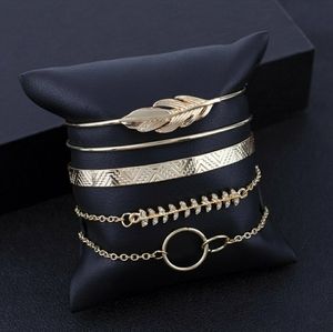 5 piece leaf and rhinestone bracelet